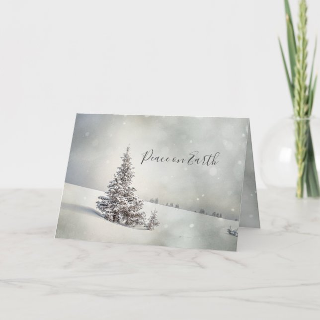 Tarjeta De Agradecimiento Paz en la Tierra | Navidades Snowy Landscape (Anverso)
