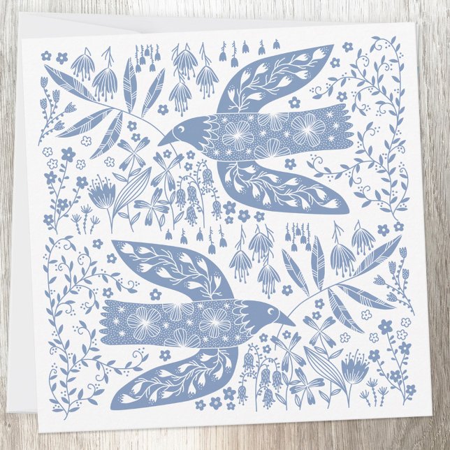 Tarjeta De Agradecimiento Peace Dove Blue Bird (Blue and white peace dove bird cards)