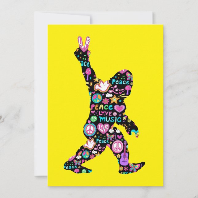 Tarjeta De Agradecimiento Peace Love Bigfoot Hippie Funny Bigfoot Lover (Anverso)