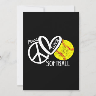 Tarjeta De Agradecimiento Peace Love Softball Vector SKY