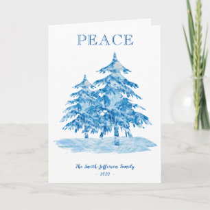 Tarjeta De Agradecimiento Peace Painterly Christmas Tree Happy Holidays Card