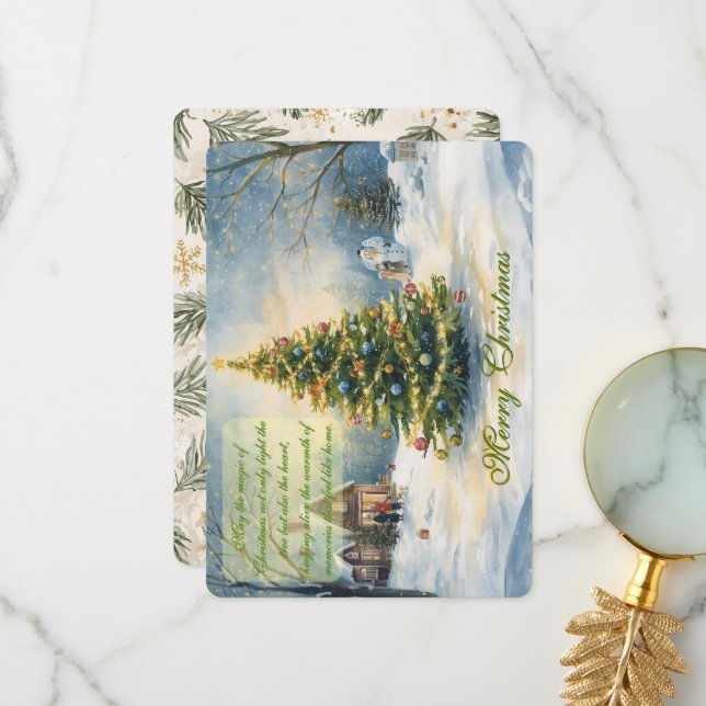 Tarjeta De Agradecimiento Peaceful Holiday Scenery & Festive Charm (Anverso/Reverso In Situ)
