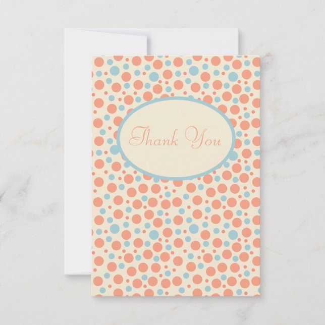 Tarjeta de agradecimiento Peach and Blue Dot (Anverso)