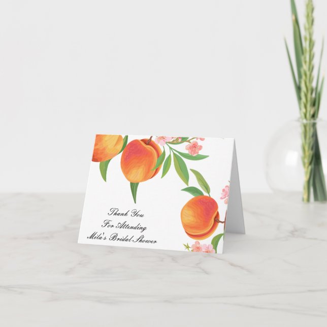 TARJETA DE AGRADECIMIENTO PEACH BRIDAL SHOWER THANK YOU CARD (Anverso)