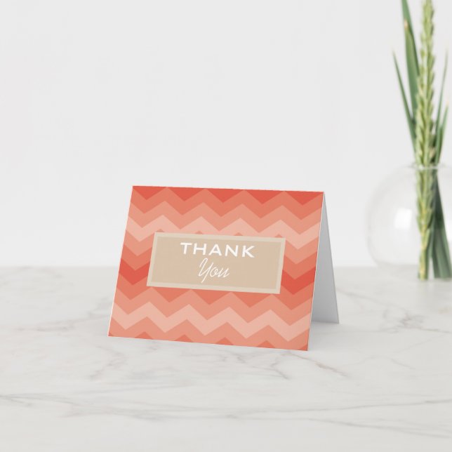 Tarjeta De Agradecimiento Peach Chevron (Anverso)