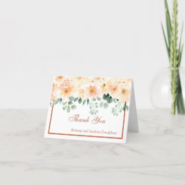Tarjeta De Agradecimiento Peach Dahlia Watercolor Floral Fall Personalizado