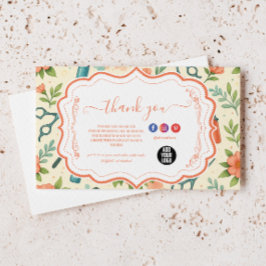 Tarjeta De Agradecimiento Peach Floral Hair Stylist Business