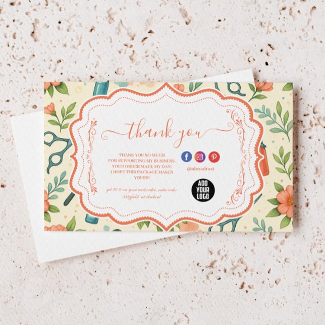 Tarjeta De Agradecimiento Peach Floral Hair Stylist Business (Subido por el creador)