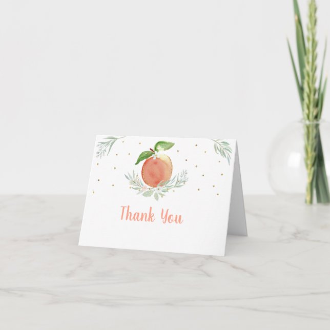 Tarjeta De Agradecimiento Peach Gold Floral Birday Gracias (Anverso)
