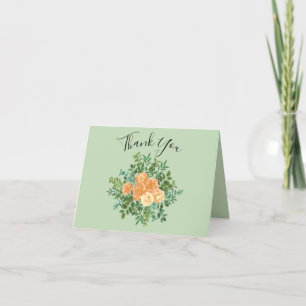Tarjeta De Agradecimiento Peach Green Boda Spring Pastel
