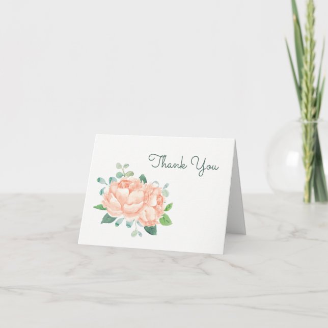 Tarjeta de agradecimiento Peach Peony (Anverso)