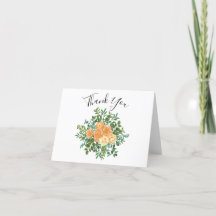 Peach Peony y Rosa Floral Gracias Cartas