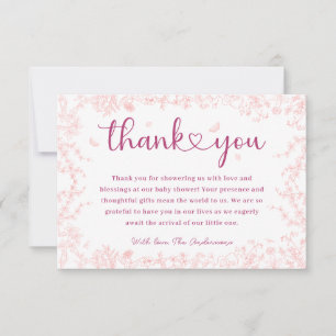 Tarjeta De Agradecimiento Peach Pink Garden Chinoiserie Baby Shower