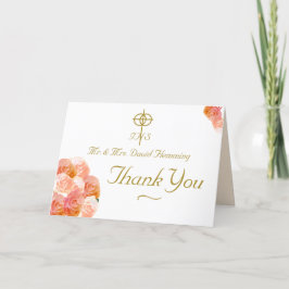 Tarjeta De Agradecimiento Peach Terracotta Rosa Boda católica