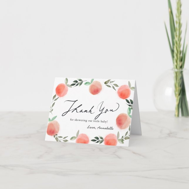 Tarjeta De Agradecimiento Peach Wreath Watercolor Baby Shower (Anverso)