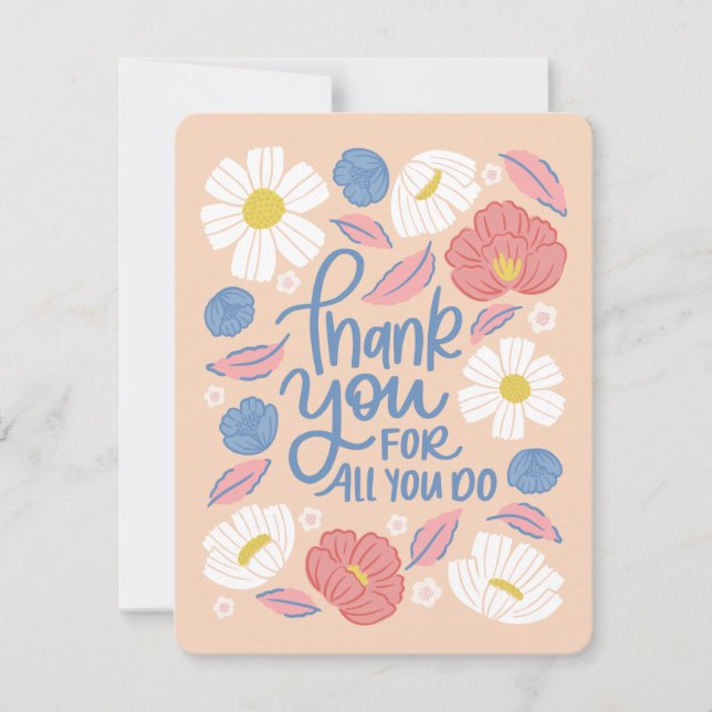 Tarjeta de agradecimiento - Peachy Florals (Anverso)