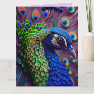 TARJETA DE AGRADECIMIENTO PEACOCK ART BIG BIRTHDAY GREETING CARD