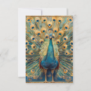 Tarjeta De Agradecimiento Peacock Art Nouveau