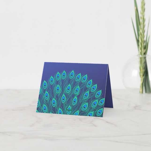 TARJETA DE AGRADECIMIENTO PEACOCK BIRD CUENTA CON AQUÍ AZUL MOTIF DECORATIVO (Reverso)