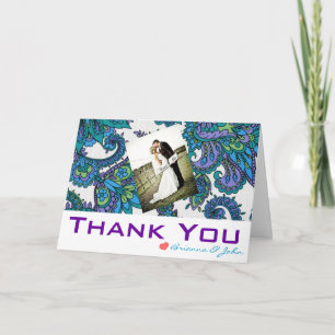 Tarjeta De Agradecimiento Peacock Damask THANK YOU Card