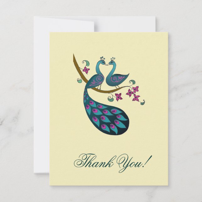 Tarjeta De Agradecimiento Peacock gracias a las cartas - marfil (Anverso)