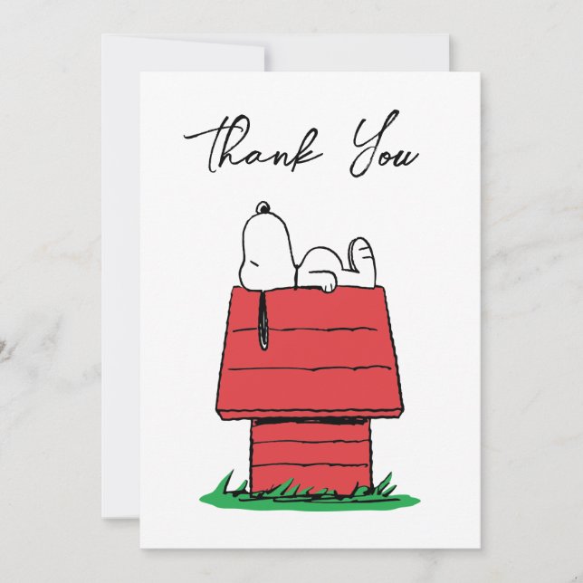 Tarjeta De Agradecimiento Peanus Snoopy Dog House | BABY SHOWER (Anverso)