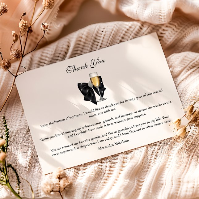 Tarjeta De Agradecimiento Pearl Champagne Glass Graduation (Subido por el creador)