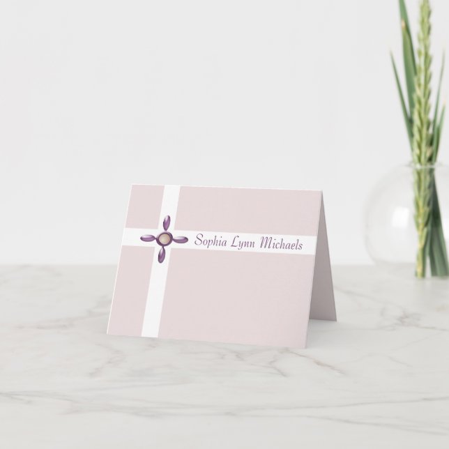 Tarjeta De Agradecimiento Pearl Cross Religious Gracias Notecard (Anverso)