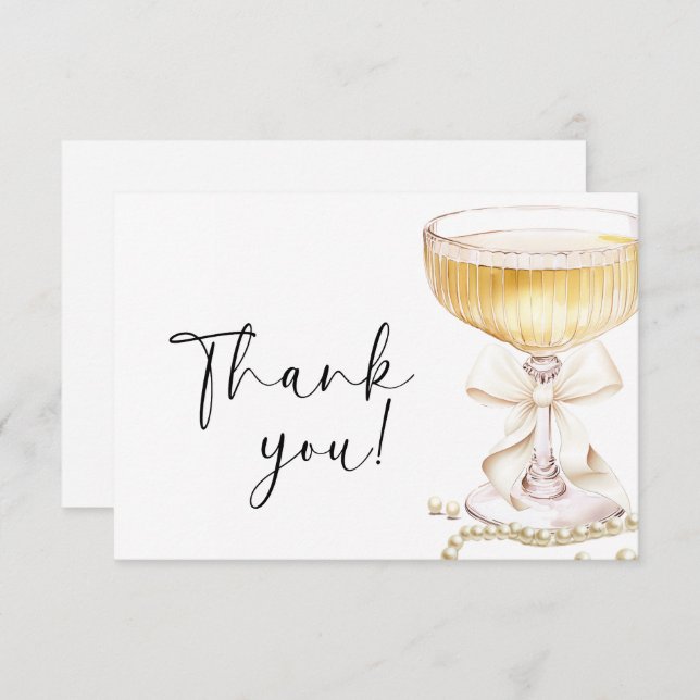 Tarjeta De Agradecimiento Pearls and Prosecco Bridal Shower (Anverso / Reverso)