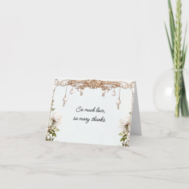 Tarjeta De Agradecimiento Pearls and Prosecco Bridal Shower Folded Thank You (Anverso)