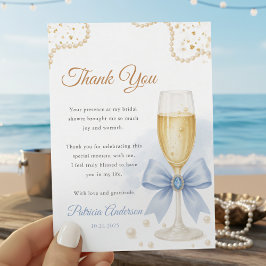 Tarjeta De Agradecimiento Pearls & Prosecco Bridal Shower Thank You Card