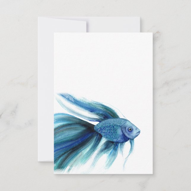 Tarjeta De Agradecimiento Peces Betta Azul (Anverso)