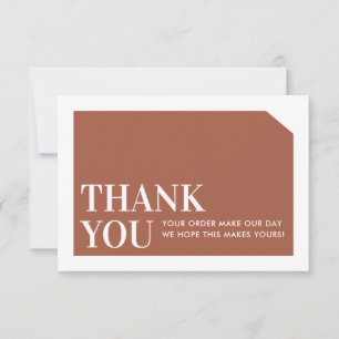 Tarjeta De Agradecimiento PEDIDO DE moda INSERTAR negocio gracias terracota
