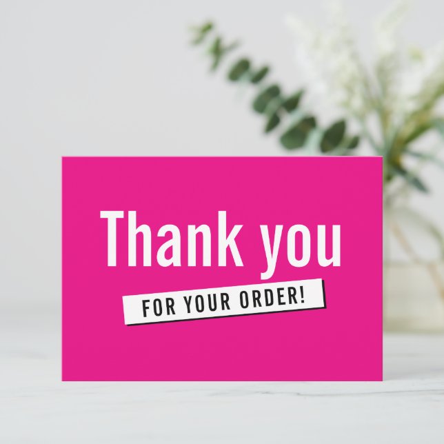 Tarjeta De Agradecimiento PEDIDO MODERNO INSERTAR negocio gracias rosado cal (Anverso de pie)