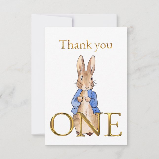 Tarjeta De Agradecimiento Pedro el conejo UN Gracias (Anverso)