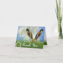 Tarjeta De Agradecimiento Peek a Boo Bunny | Cielo azul y nubes