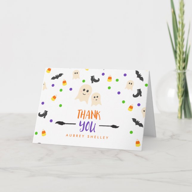 Tarjeta De Agradecimiento Peek a Boo Halloween Baby Shower (Anverso)