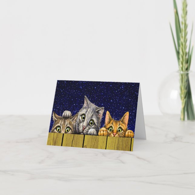 Tarjeta De Agradecimiento Peeking Cats Notecards (Anverso)