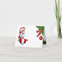 Tarjeta De Agradecimiento Peeking Santa – Festive Christmas Clipart for Card
