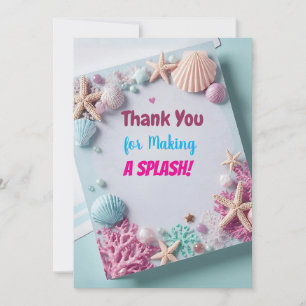 Tarjeta De Agradecimiento Pegatinas de cumpleaños de sirena moderna – Gracia