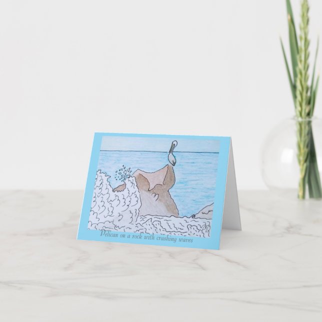 Tarjeta De Agradecimiento Pelican On a Rock Blank Greet Card (Anverso)