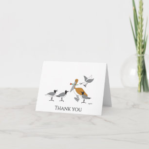 Tarjeta de agradecimiento Pelícano y Gaviotas