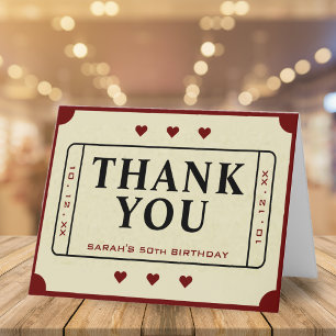 Tarjeta De Agradecimiento Película del Teatro Retro Stub 50 cumpleaños