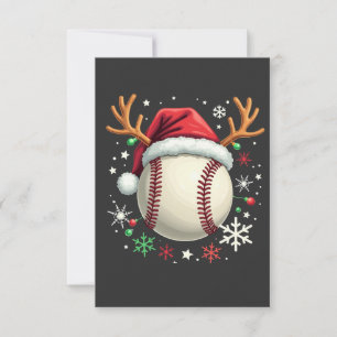Tarjeta De Agradecimiento Pelota de béisbol con cuernos de reno y Navidad 