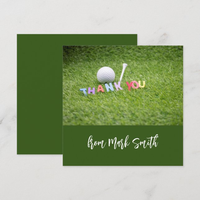 Tarjeta De Agradecimiento Pelota de Golf con la palabra Gracias para Golfist (Anverso / Reverso)