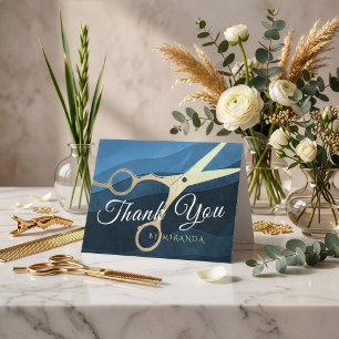 Tarjeta De Agradecimiento Peluquería Peluquera Gracias Tijeras de Oro