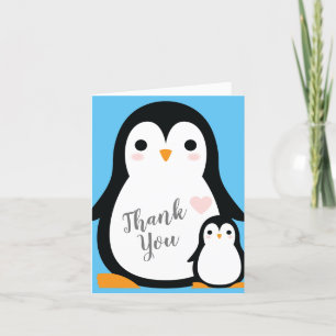 Tarjeta De Agradecimiento Penguin Baby Shower