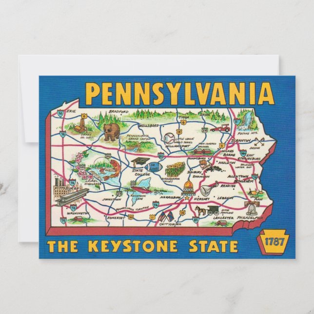 Tarjeta De Agradecimiento Pennsylvania 11x14 Map Jigsaw Puzzle (Anverso)