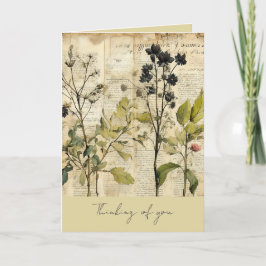 Tarjeta De Agradecimiento Pensamiento vintage de la hierba en ti