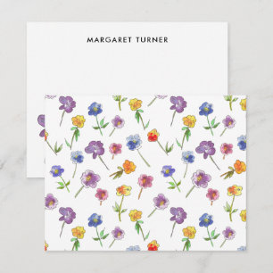 Tarjeta De Agradecimiento Pensamientos Boho Ilustrados a Mano Flores Silvest